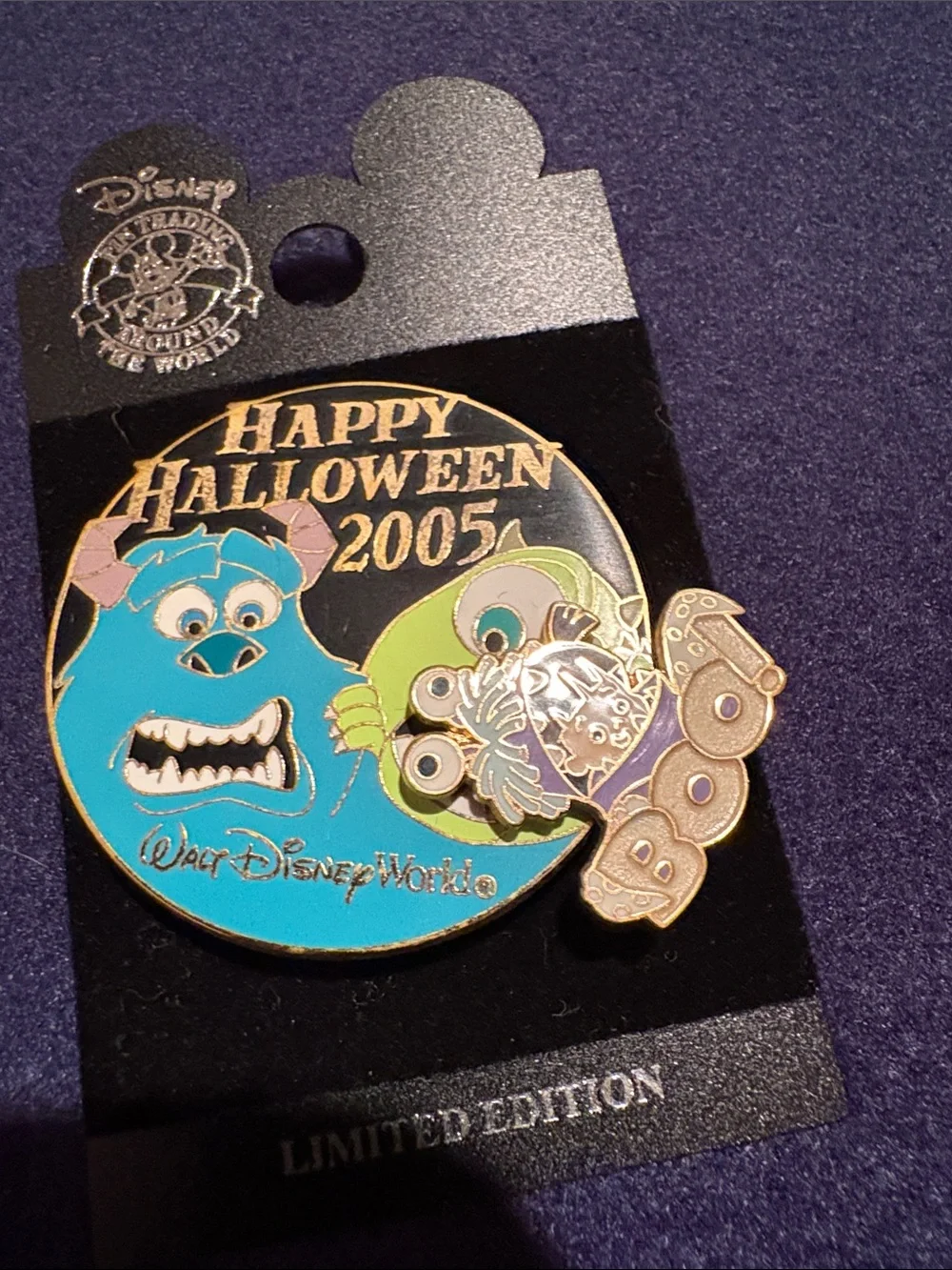 Disney limited edition Monsters, Inc. Halloween 2005 Boo Pin - Blue & Green